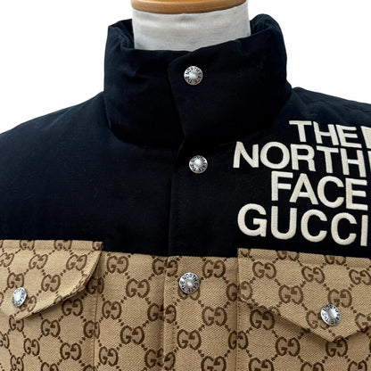 Gucci the North Face GG Padded Vest Pattern Down Beige Black XS — view 2