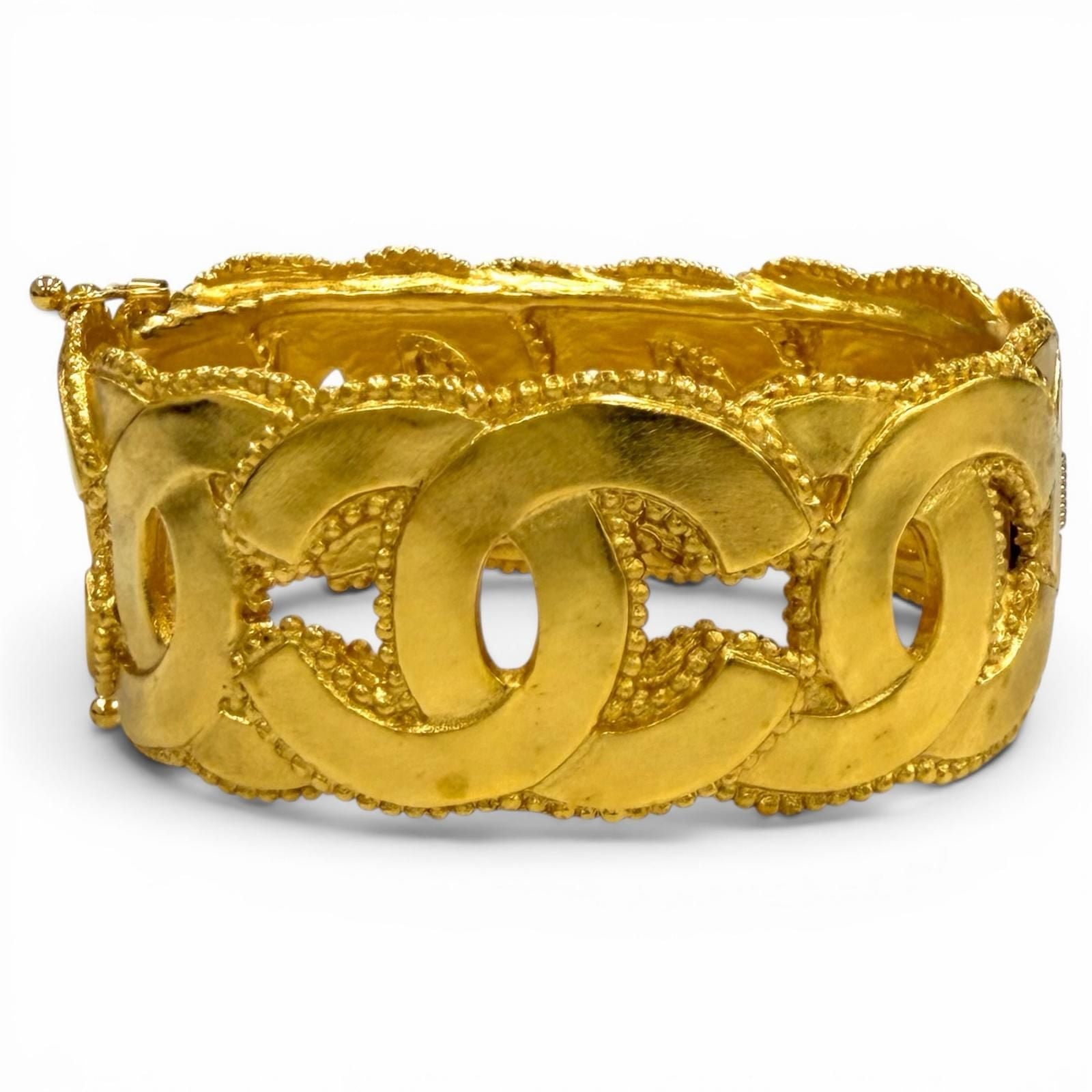 Chanel Vintage CC Logo Bangle Bracelet Gold