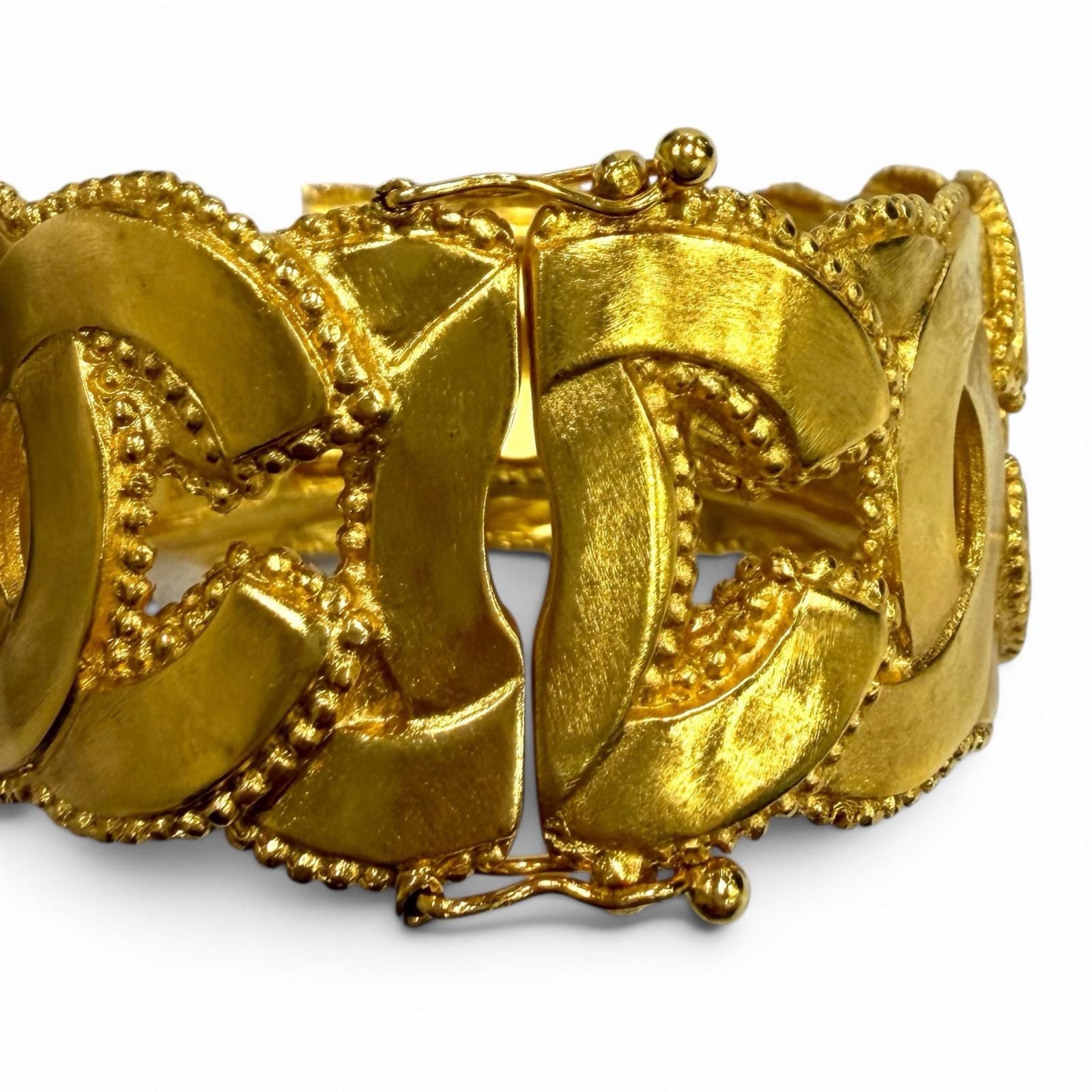 Chanel Vintage CC Logo Bangle Bracelet Gold — view 6