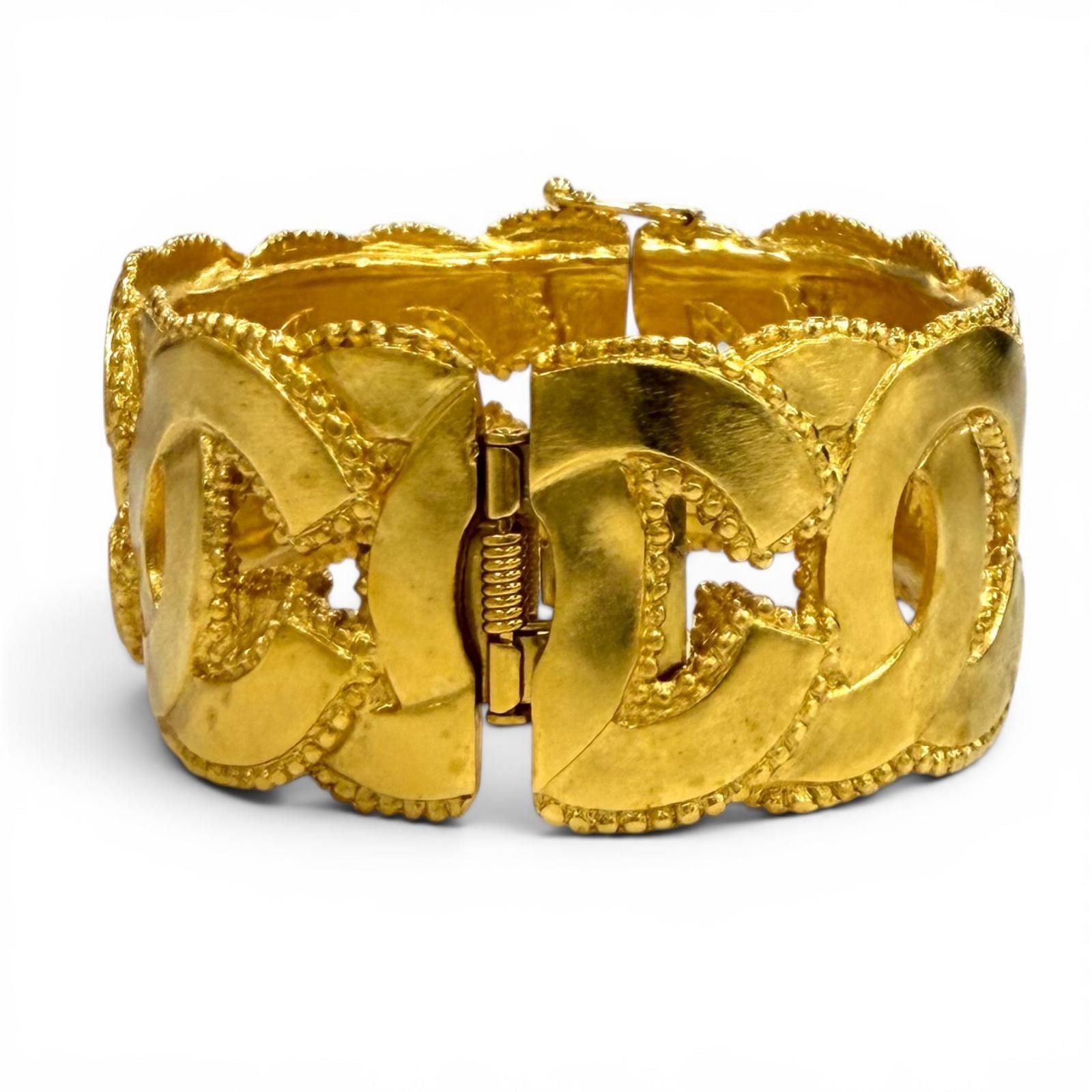 Chanel Vintage CC Logo Bangle Bracelet Gold — view 3