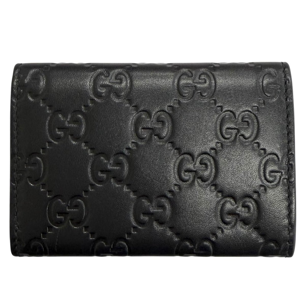 Gucci GG Emblem Card Case Leather Guccissima Bifold Business Holder Black — view 2