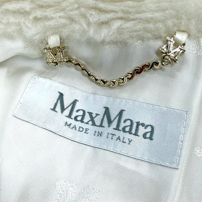 Max Mara Teddy Bear Alpaca Wool Blend Cape Poncho White SM Garment — view 6