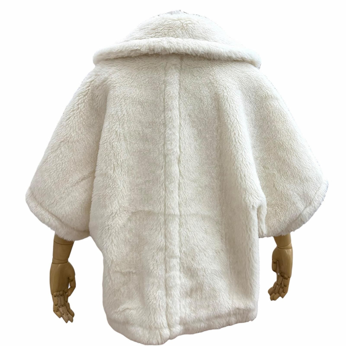 Max Mara Teddy Bear Alpaca Wool Blend Cape Poncho White SM Garment — view 4