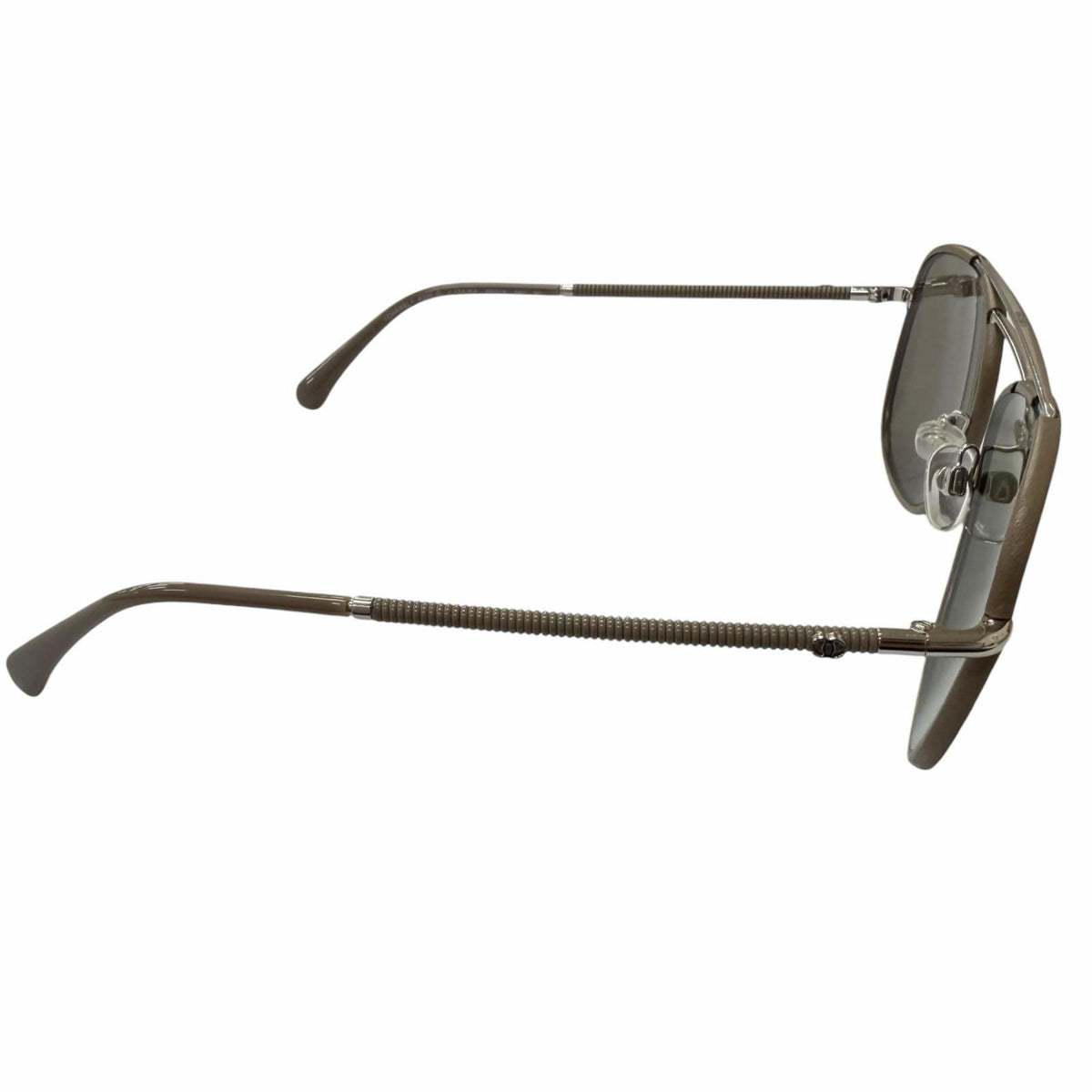 Chanel CC Logo Mirror With Leather Lens Avier Ta Sunglasses Gray 55 Eyewear — view 4