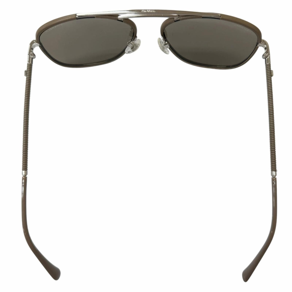 Chanel CC Logo Mirror With Leather Lens Avier Ta Sunglasses Gray 55 Eyewear — view 5