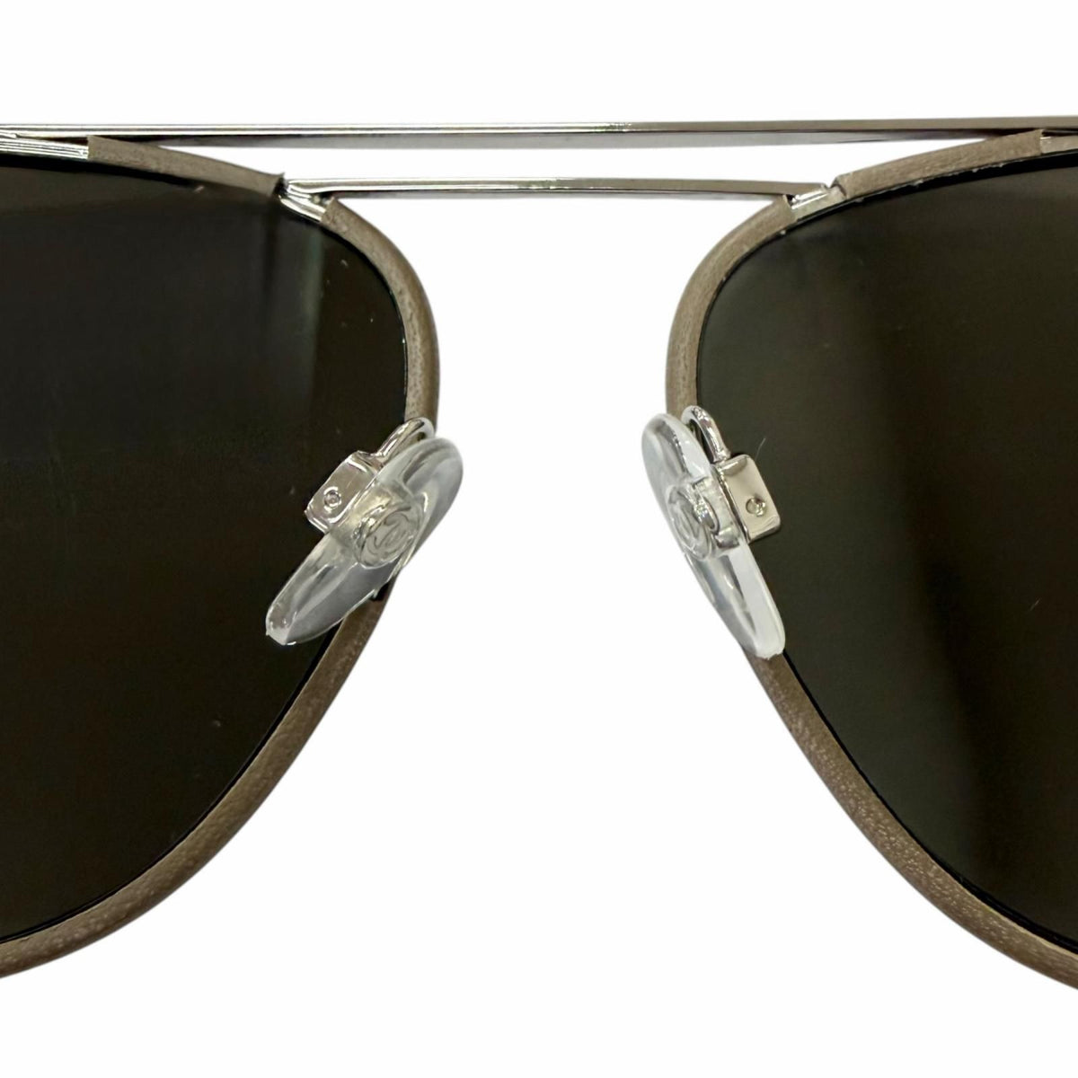 Chanel CC Logo Mirror With Leather Lens Avier Ta Sunglasses Gray 55 Eyewear — view 6