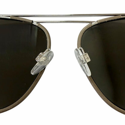 Chanel CC Logo Mirror With Leather Lens Avier Ta Sunglasses Gray 55 Eyewear — view 6