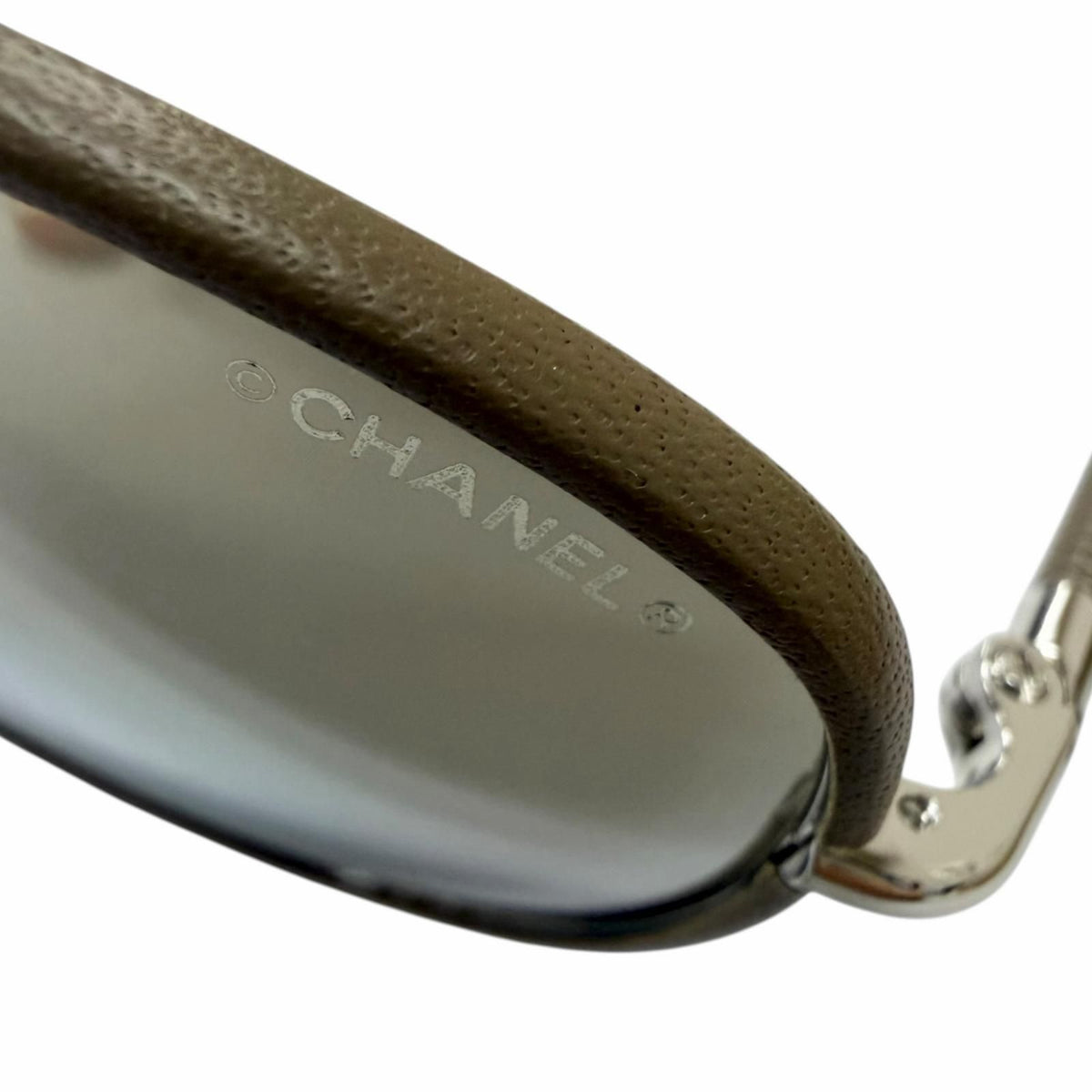 Chanel CC Logo Mirror With Leather Lens Avier Ta Sunglasses Gray 55 Eyewear — view 8