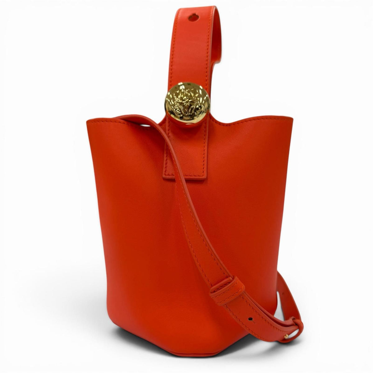 Loewe Pebble Bucket Bag Mini Smooth Calfskin 2-Way Shoulder Vivid Orange
