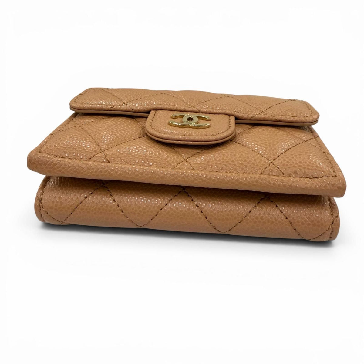 Chanel Classic Small Flap Wallet Caviar Leather CC Logo Quilted Brown — view 4