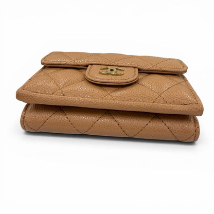 Chanel Classic Small Flap Wallet Caviar Leather CC Logo Quilted Brown — view 4