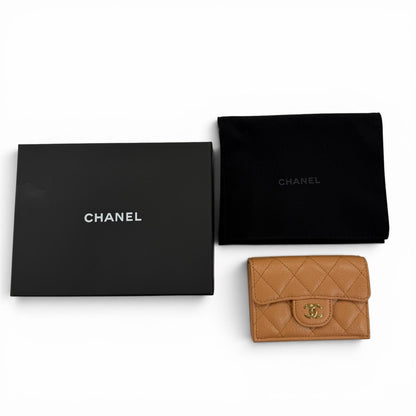 Chanel Classic Small Flap Wallet Caviar Leather CC Logo Quilted Brown — view 2