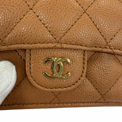 Chanel Classic Small Flap Wallet Caviar Leather CC Logo Quilted Brown — view 8