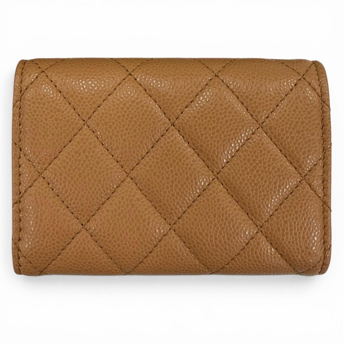 Chanel Classic Small Flap Wallet Caviar Leather CC Logo Quilted Brown — view 3