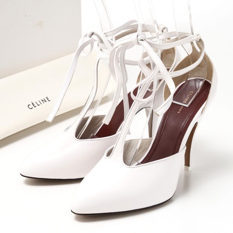 Celine Pumps Phoebe Philo Era Night Out Kidskin Leather T Strap Shoes 37