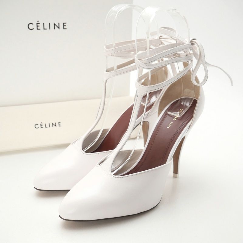 Celine Pumps Phoebe Philo Era Night Out Kidskin Leather T Strap Shoes 37