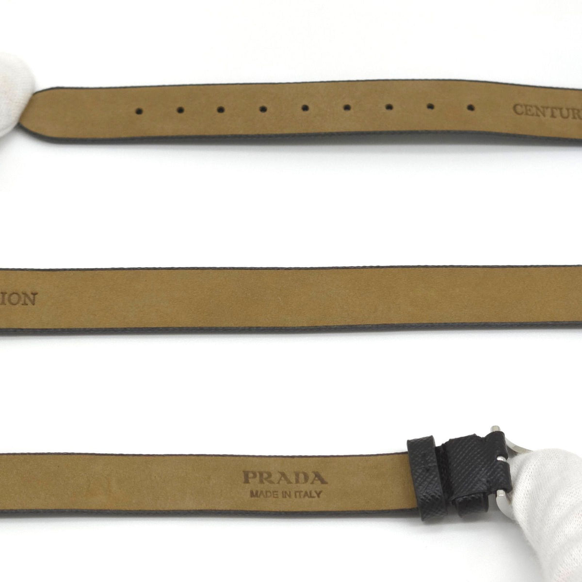 Prada Centurion Double Saffiano Leather Bracelet 44 Wrist Circumference 13 — view 4