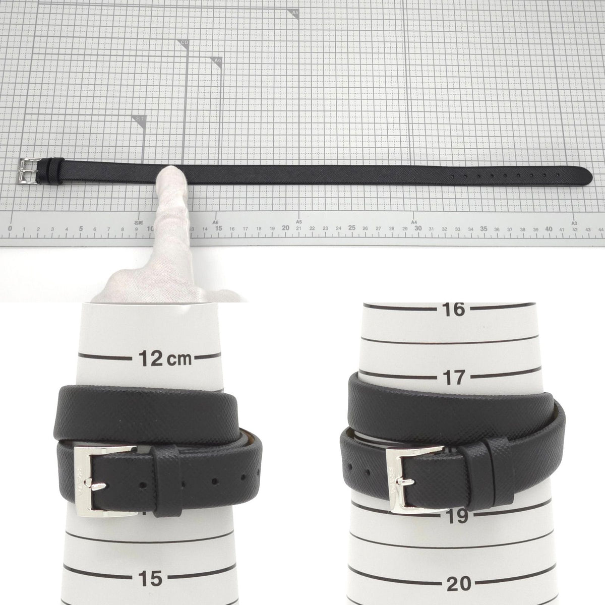 Prada Centurion Double Saffiano Leather Bracelet 44 Wrist Circumference 13 — view 7