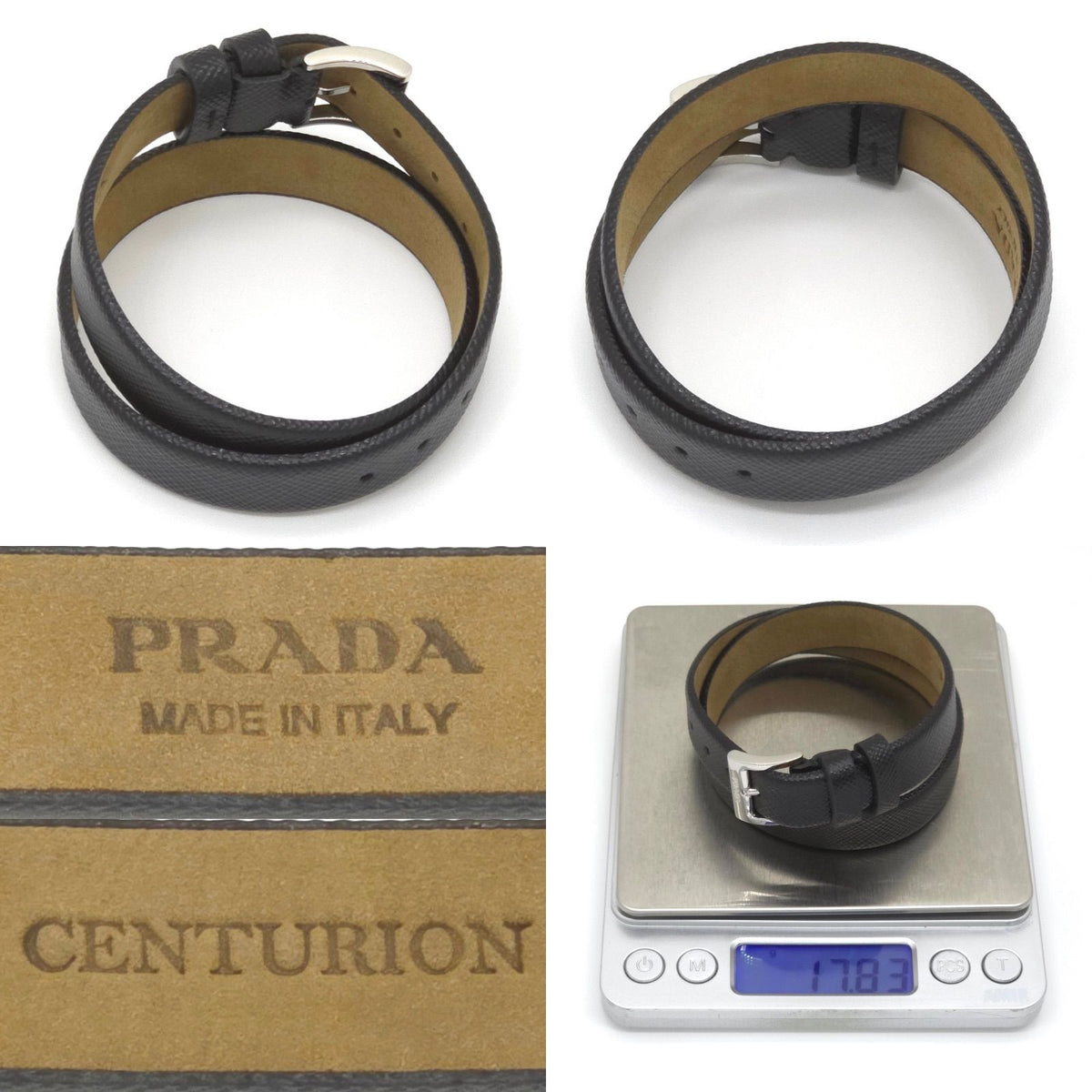 Prada Centurion Double Saffiano Leather Bracelet 44 Wrist Circumference 13 — view 5