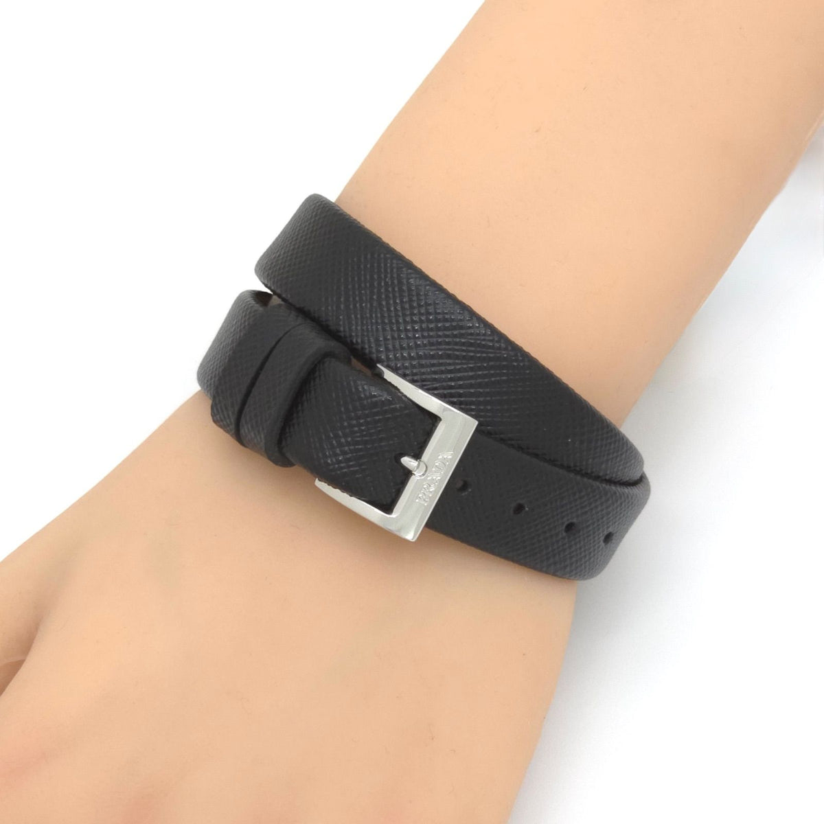 Prada Centurion Double Saffiano Leather Bracelet 44 Wrist Circumference 13 — view 2