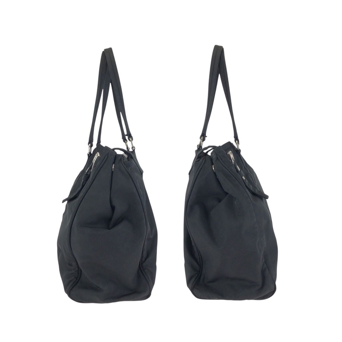 Prada Tessuto Black Silver Nylon Tote Shoulder Bag — view 8