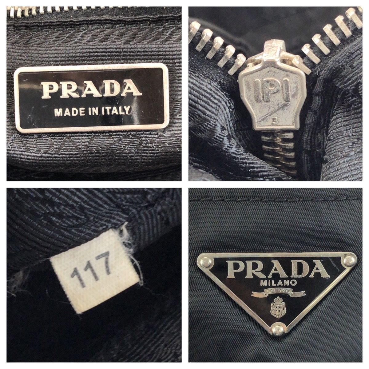 Prada Tessuto Black Silver Nylon Tote Shoulder Bag — view 4