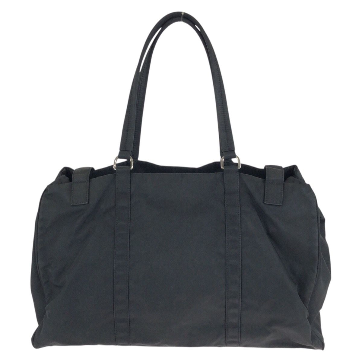 Prada Tessuto Black Silver Nylon Tote Shoulder Bag — view 2