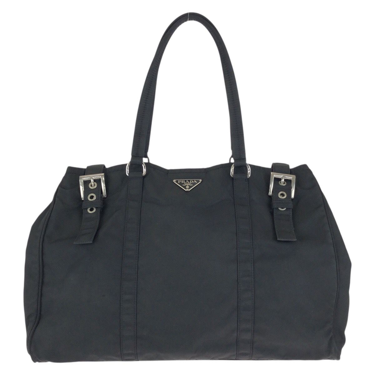 Prada Tessuto Black Silver Nylon Tote Shoulder Bag