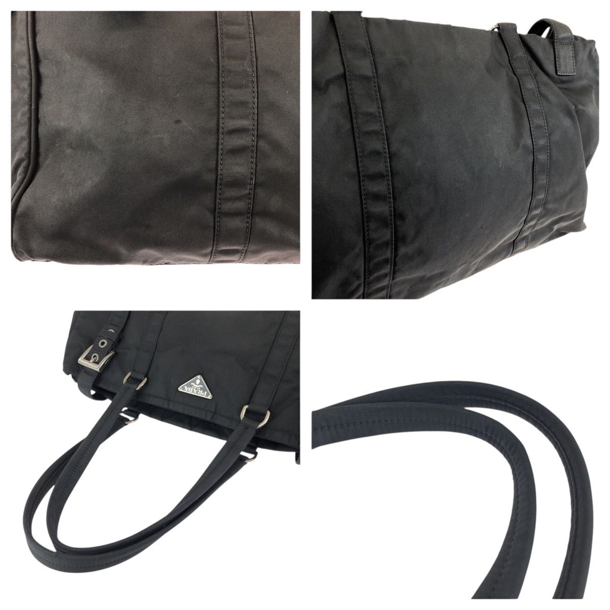 Prada Tessuto Black Silver Nylon Tote Shoulder Bag — view 5