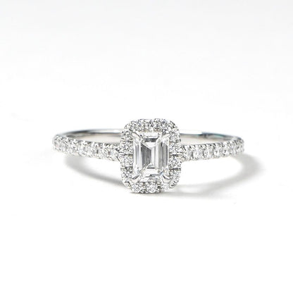 Tiffany & Co Emerald Cut Engagement Ring Diamond Platinum Band Soleste Silver