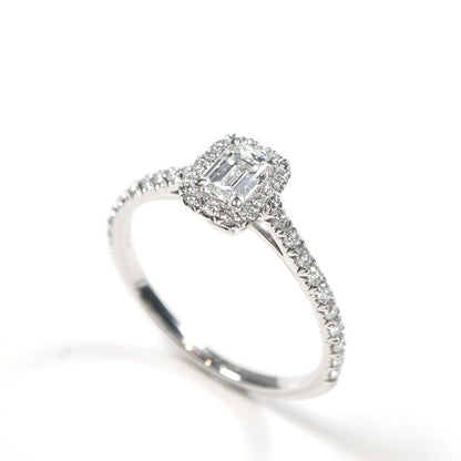 Tiffany & Co Emerald Cut Engagement Ring Diamond Platinum Band Soleste Silver — view 2
