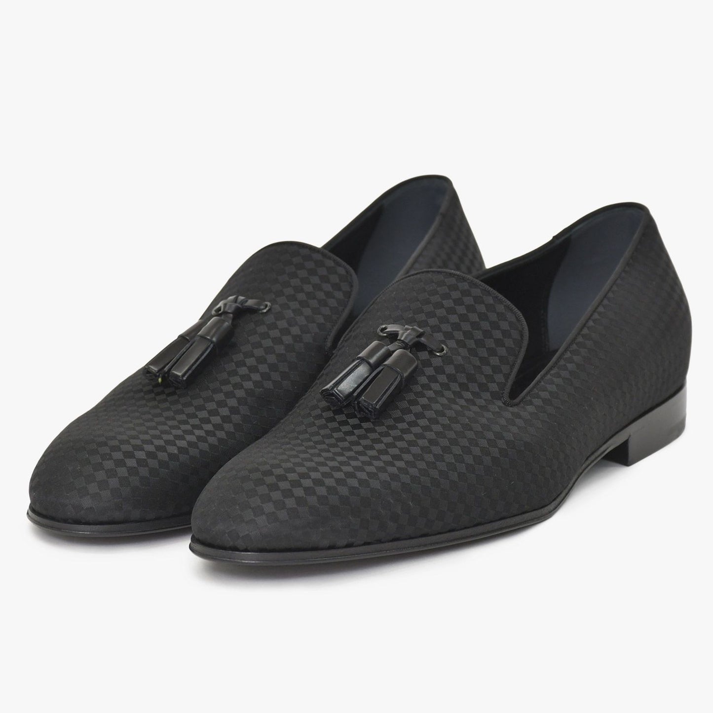 Louis Vuitton Moccasin Tassel Loafers Satin Business Shoes Black