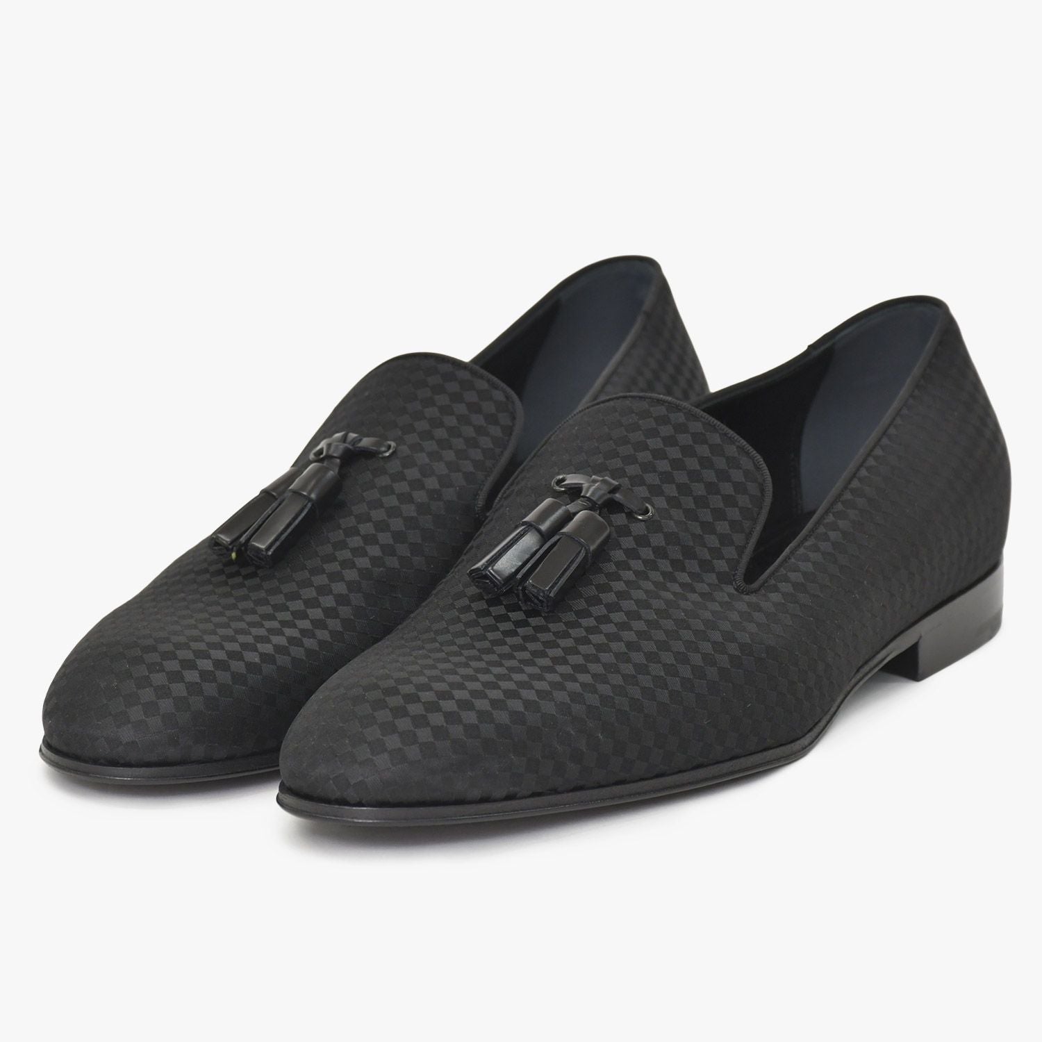 Louis Vuitton Moccasin Tassel Loafers Satin Business Shoes Black