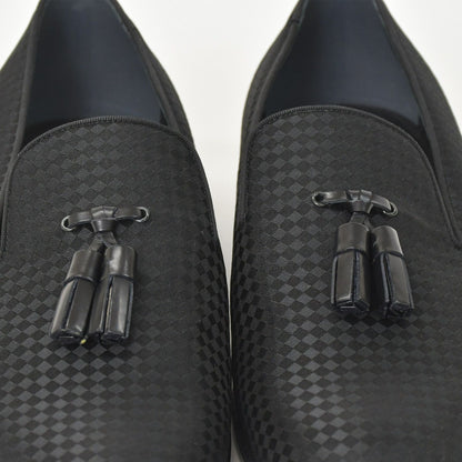 Louis Vuitton Moccasin Tassel Loafers Satin Business Shoes Black — view 6