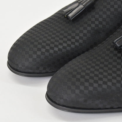 Louis Vuitton Moccasin Tassel Loafers Satin Business Shoes Black — view 5