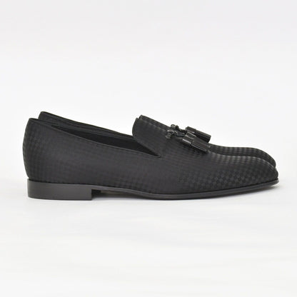 Louis Vuitton Moccasin Tassel Loafers Satin Business Shoes Black — view 4