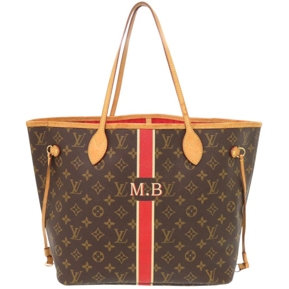 Louis Vuitton Neverfull MM Monogram Red Tote Bag