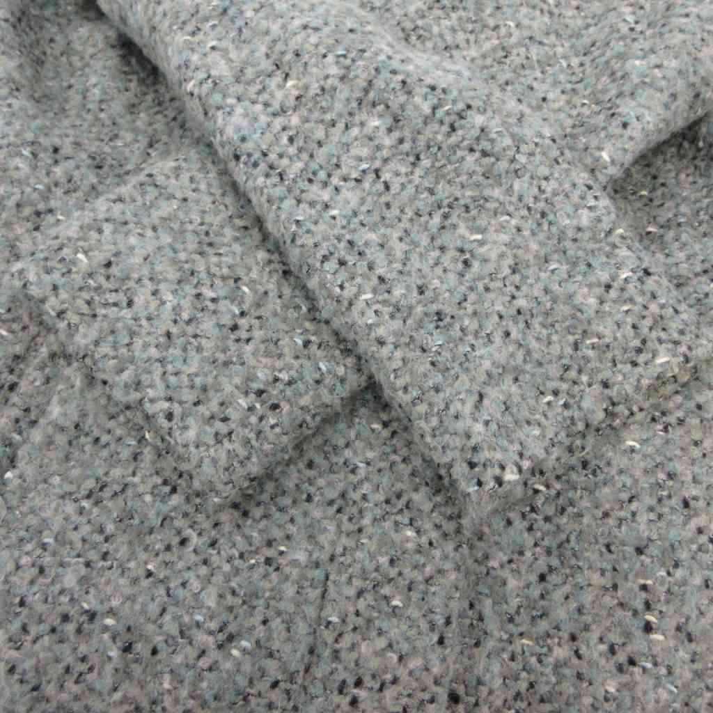 Max Mara Studio Stand Collar Coat Wool 36 Green Tweed Long Sleeve Mid Length PP — view 5