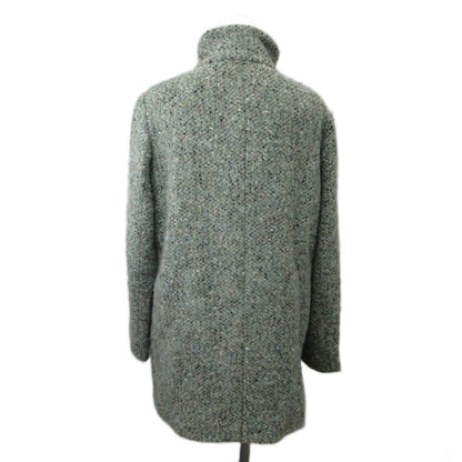 Max Mara Studio Stand Collar Coat Wool 36 Green Tweed Long Sleeve Mid Length PP — view 2
