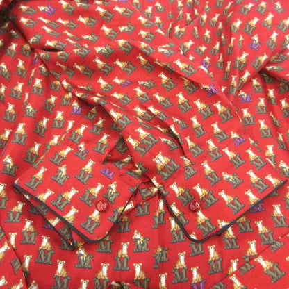 Max Mara White Tag Cupido 005 Shirt Dress Silk 42 Red Tiger M Logo Monogram — view 6