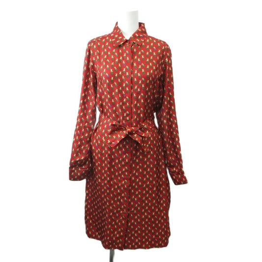 Max Mara White Tag Cupido 005 Shirt Dress Silk 42 Red Tiger M Logo Monogram