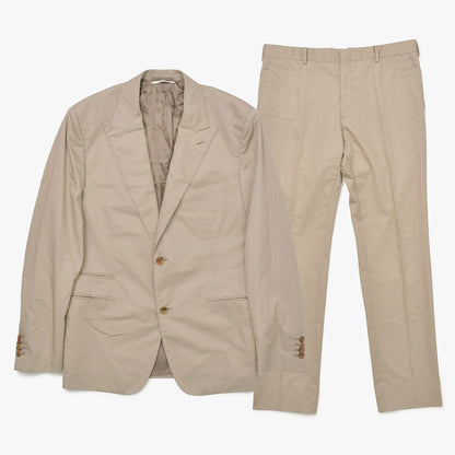 Hermes Set Jacket Pants Cotton Single Suit Greige 52