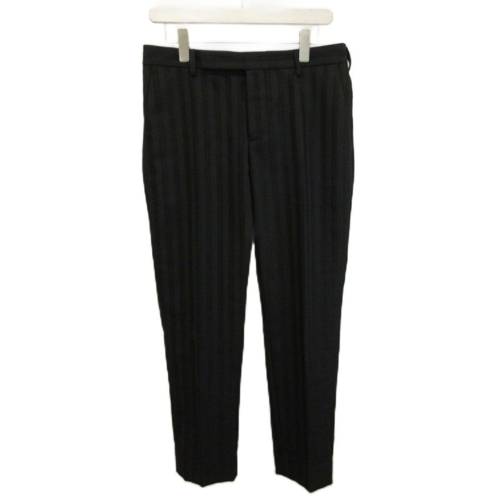Saint Laurent Paris Pants Trousers Wool Shadow Stripe Zip Fly 46 M Black