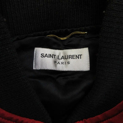 Saint Laurent Paris Bomber Jacket Satin Silk Blend Zip Up Studs 34 XS — view 3