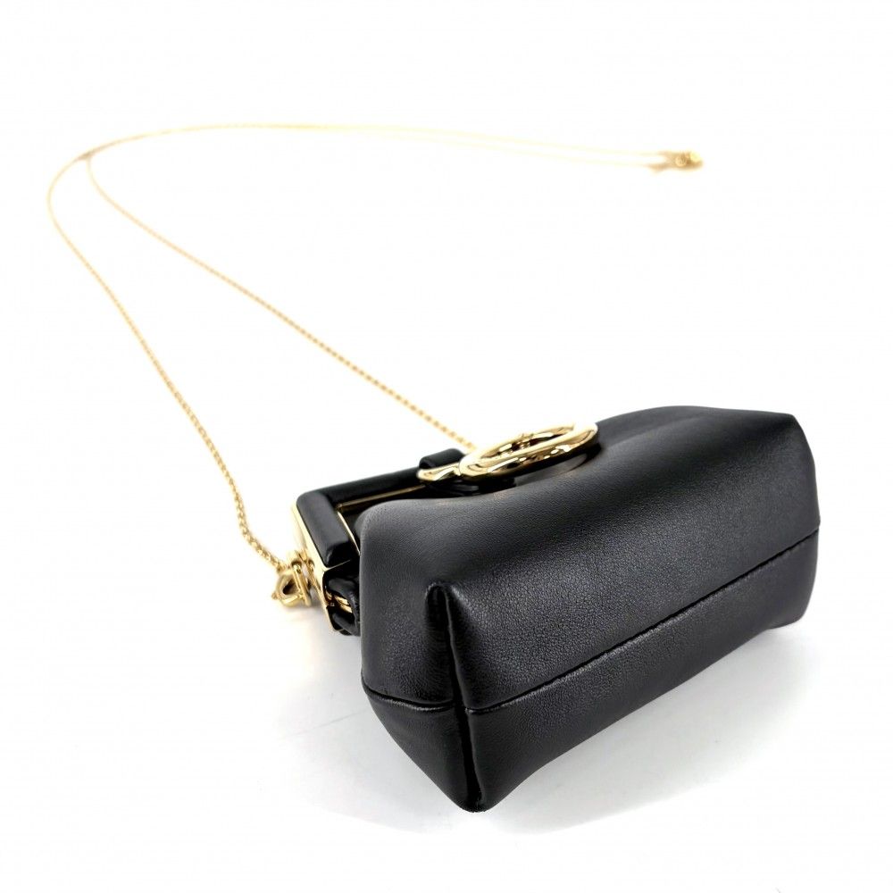 Fendi Shoulder Bag Nano Fast Charm Chain Leather Black Gold — view 3