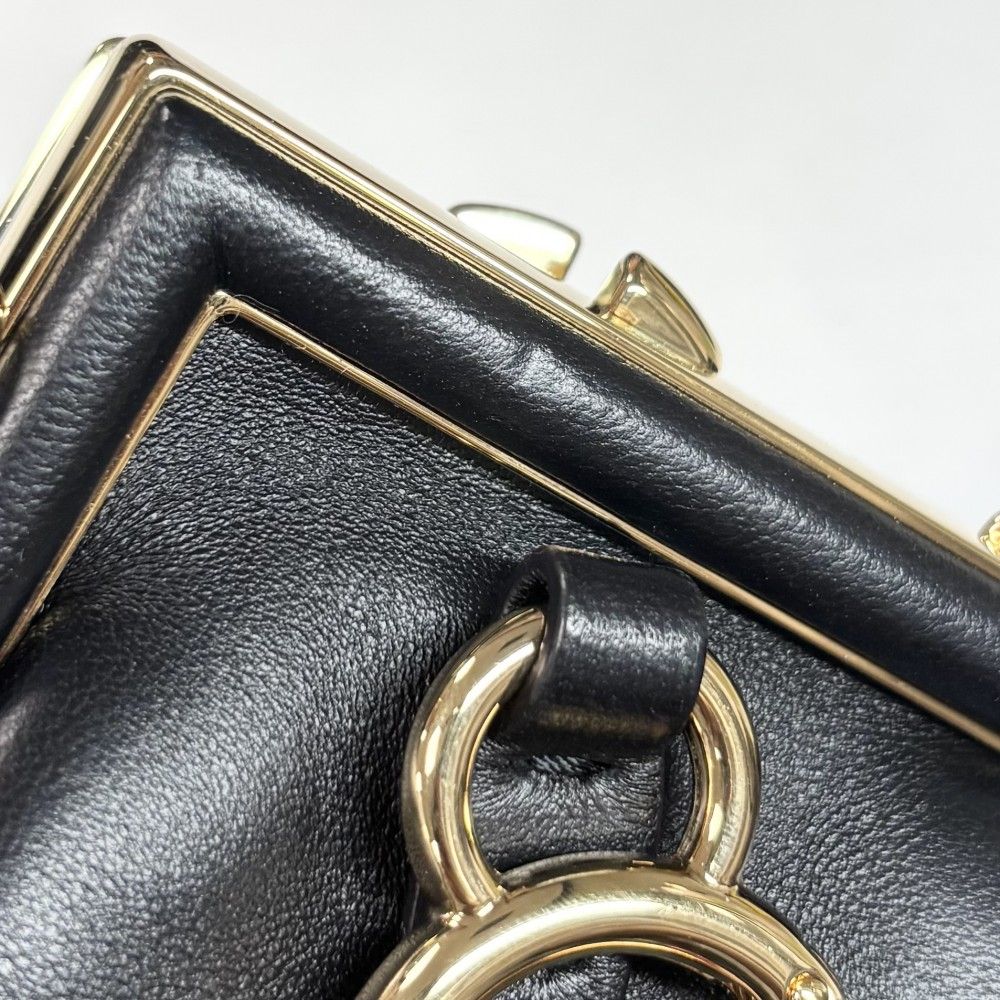 Fendi Shoulder Bag Nano Fast Charm Chain Leather Black Gold — view 7