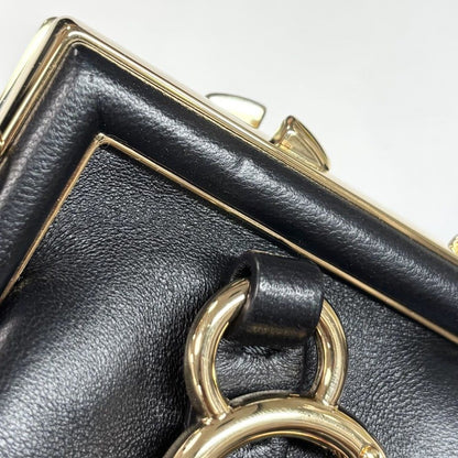 Fendi Shoulder Bag Nano Fast Charm Chain Leather Black Gold — view 7