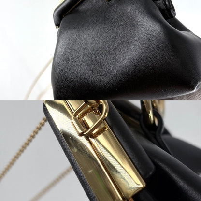Fendi Shoulder Bag Nano Fast Charm Chain Leather Black Gold — view 6