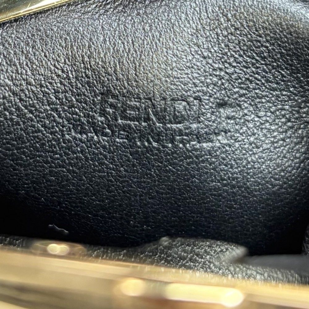 Fendi Shoulder Bag Nano Fast Charm Chain Leather Black Gold — view 5