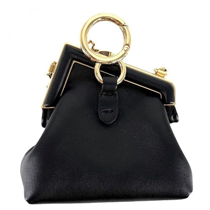 Fendi Shoulder Bag Nano Fast Charm Chain Leather Black Gold — view 2